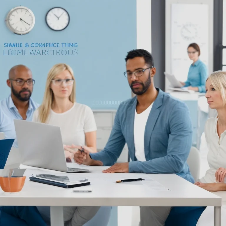 Smiling professional working efficiently at a desk